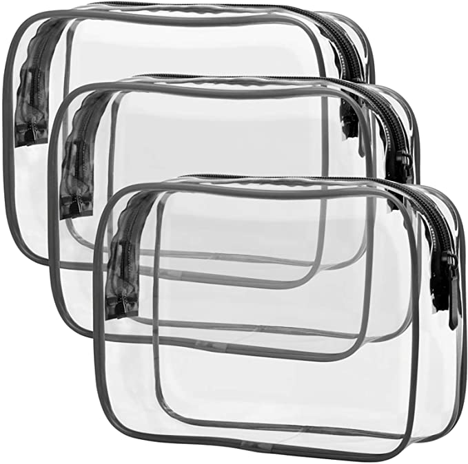 Clear cosmetic bag for carry on luggage