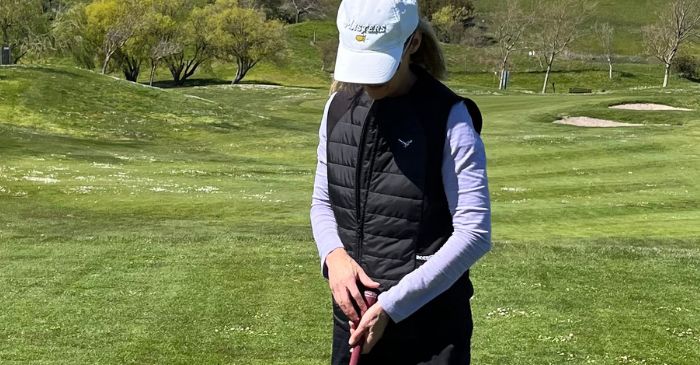 Karen playing golf/Healthy aging suggestions for women over 50