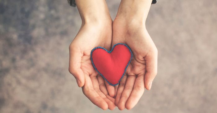 Heart held in two hands for our online dating tips post.